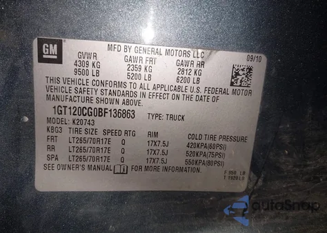 2011 GMC Sierra 2500Hd Sle from USA, damaged, VIN 1GT120CG0BF136863